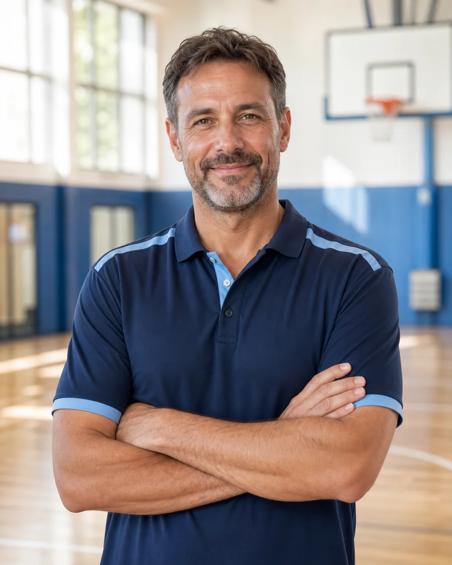 Retrato ficticio del entrenador de baloncesto