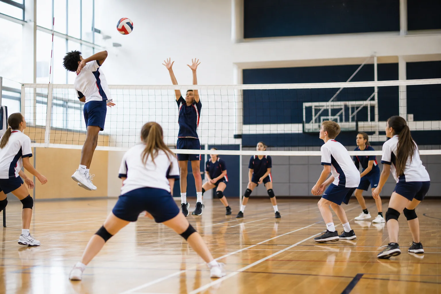 Entrenamiento del equipo juvenil de voleibol Everest